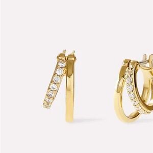 New Ana Luisa Mini Double Hoop Earrings with Cubic Zirconia